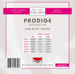 Savarez-kielet klassiselle kitaralle Prodige 38 Children's Guitar - 3/4-7/8 Carbon Gw (540ASW)