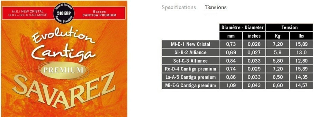 Savarez Kielet klassiselle kitaralle Evolution Cantiga Premium - Set 510ERP (normal/medium)