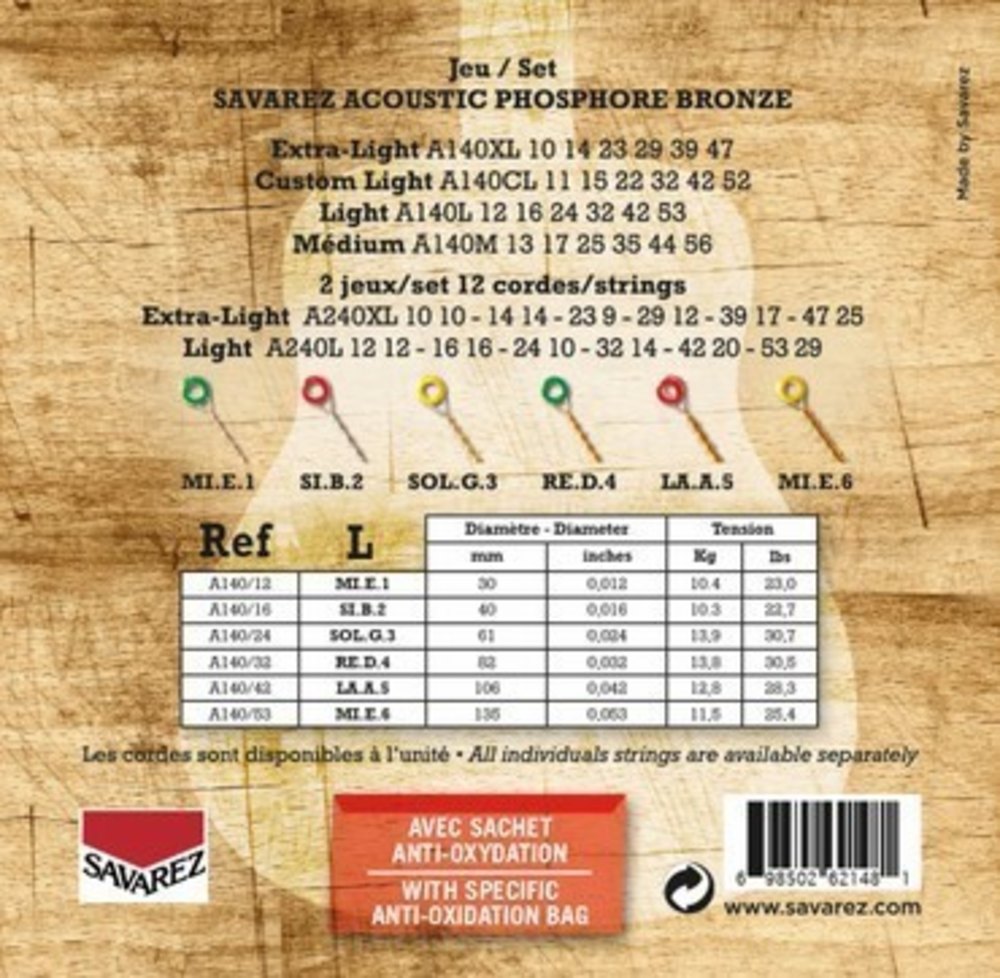 Savarez A140L Acoustic Phosphor Bronze, light .012–.053