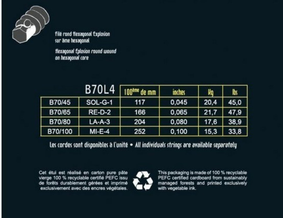 Savarez E-Bass -kielet Hexagonal Explosion - 4-kielinen Medium (B70L4)