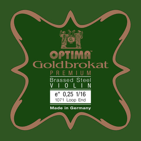 Optima Goldbrokat Premium Brassed E-kieli 1/16-viululle, 0,25 mm, lenkki