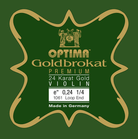 Optima Goldbrokat 24K kultainen E-kieli 1/4-viuluun, 0,24 mm, lenkki