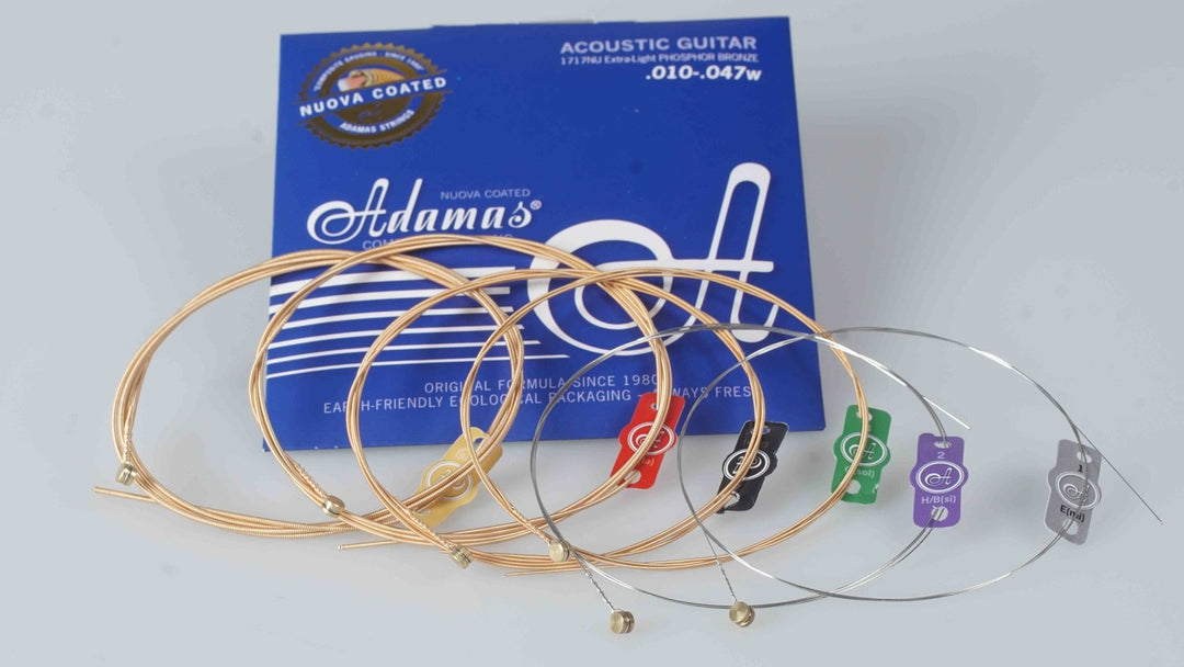 Adamas Strings for Acoustic Kitarat Nuova phosphor bronze coated set (3) - Set of 3 Ex-Light .010 (1717NU-3)