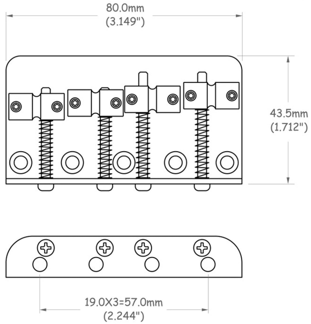 Partsland E-Bass silta 4-kielinen - Chrome plated