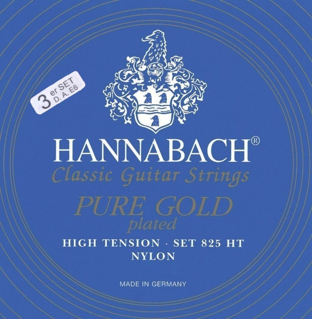 Hannabach Strings for classic kitarat Serie 825 High tension specialized gold plated - 3er Bass high (8258HT)