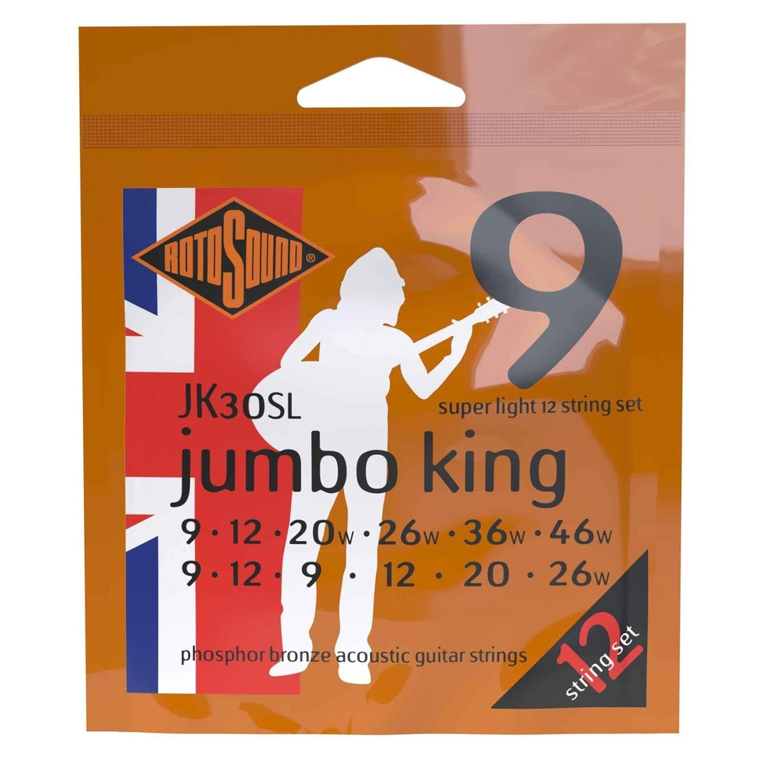 Rotosound-kielet akustiselle kitaralle Jumbo King - Set 12-string Super Light 9-46 (JK30SL)