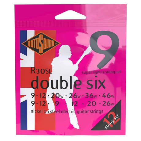 Rotosound Roto Pinks R30SL Double Six 12-kieliselle sähkö kitaralle 9–46