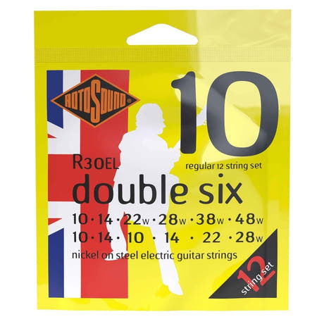 Rotosound Roto Yellows R30EL Double Six 12-kieliselle sähköskitaralle 10-48
