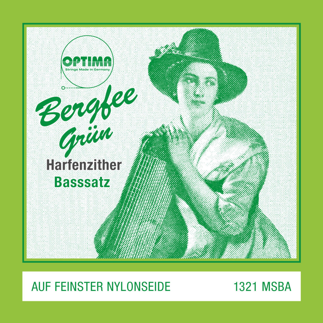 Optima-kielet zitherille Harp/air resonance zither nylon green 1321 - Bass-Set (1321.MSBA)