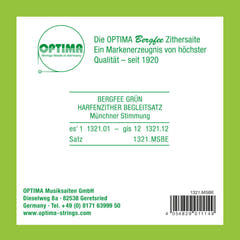 Optima-kielet zitherille Harp/air resonance zither nylon green 1321 - Set (1321.MSBE)