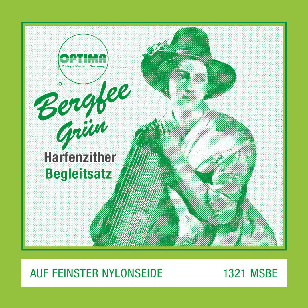 Optima-kielet zitherille Harp/air resonance zither nylon green 1321 - Set (1321.MSBE)