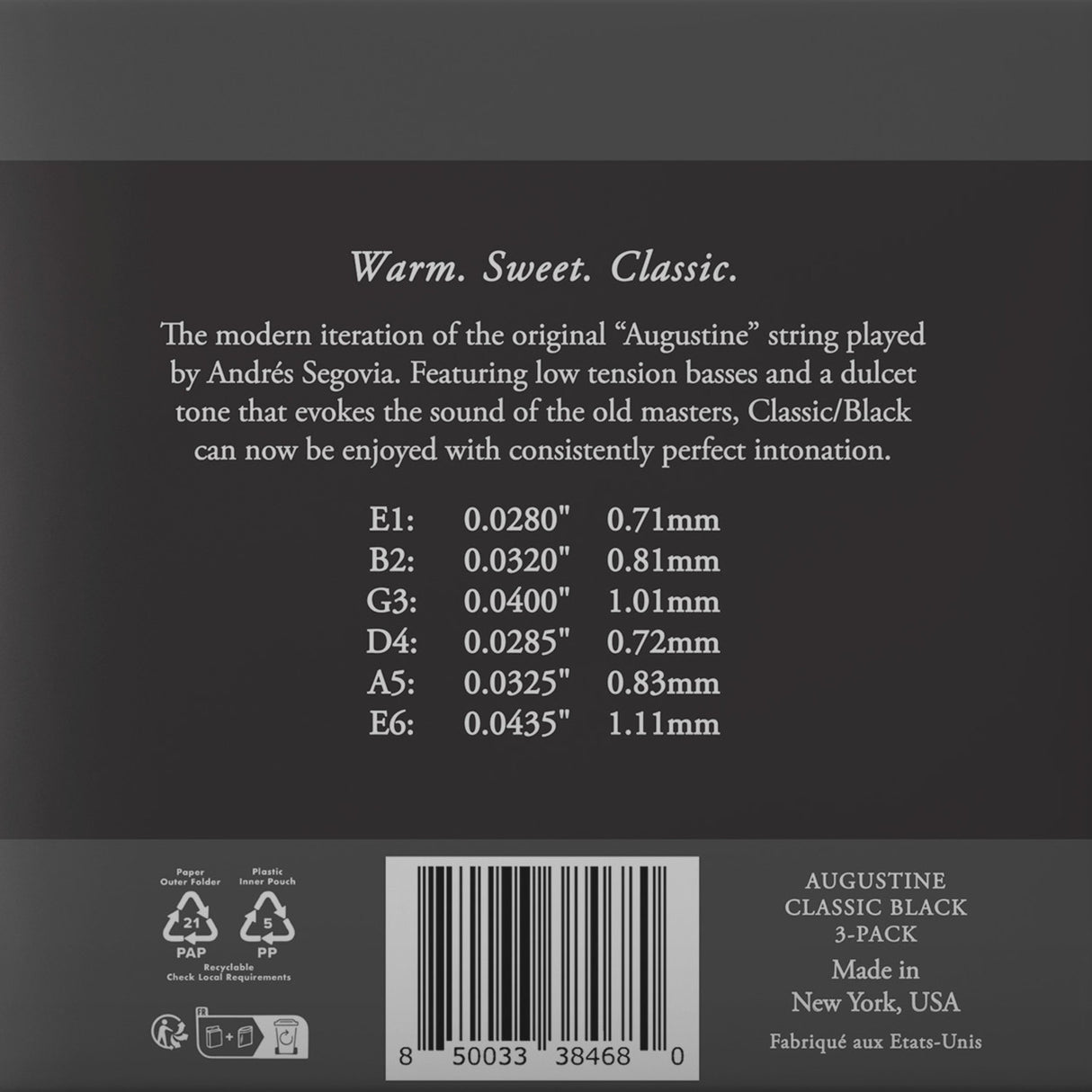 Augustine Strings for classic guitar Classic Label - 3 x Set Classic Black (normal/low)