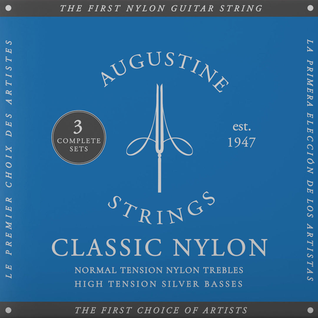 Augustine-kielet klassiselle kitaralle Classic Label – 3 x set Classic Blue (normal/high)