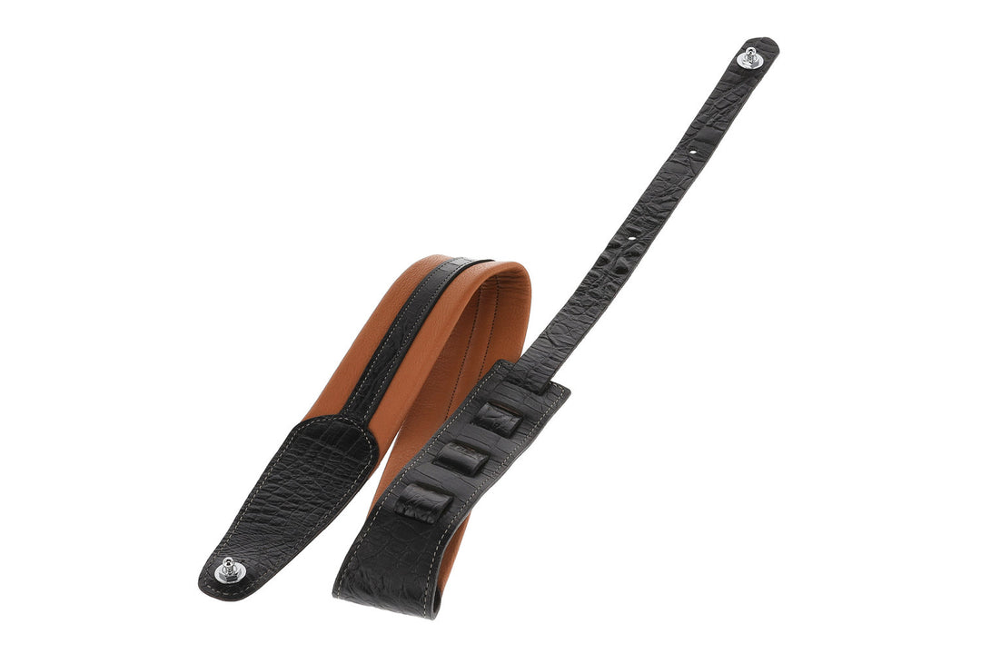 GEWA Guitar -hihnat Prestige 65, pehmustetut Security Locks - hiekanruskea/musta
