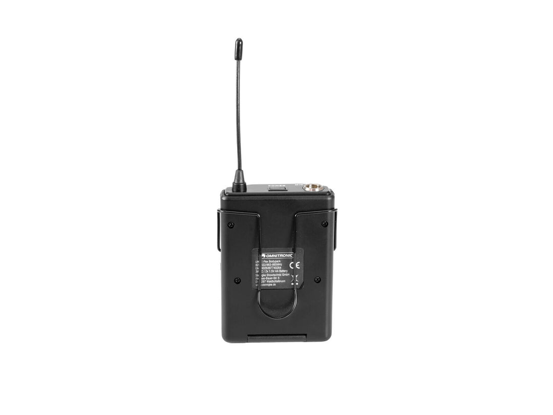 OMNITRONIC UHF E-FLEX bodypack-lähetin 823-832/863-865 MHz