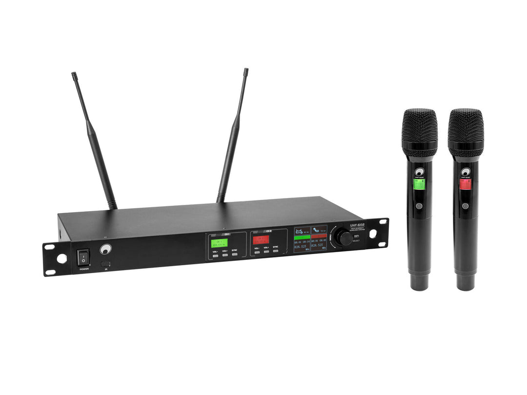 OMNITRONIC UHF-602 2-kanavainen langaton mikrofonijärjestelmä 520-554 MHz