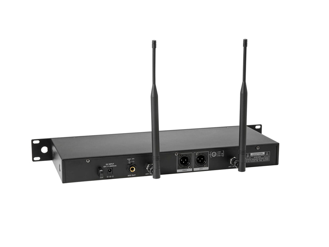 OMNITRONIC UHF-602 2-kanavainen langaton mikrofonijärjestelmä 520-554 MHz