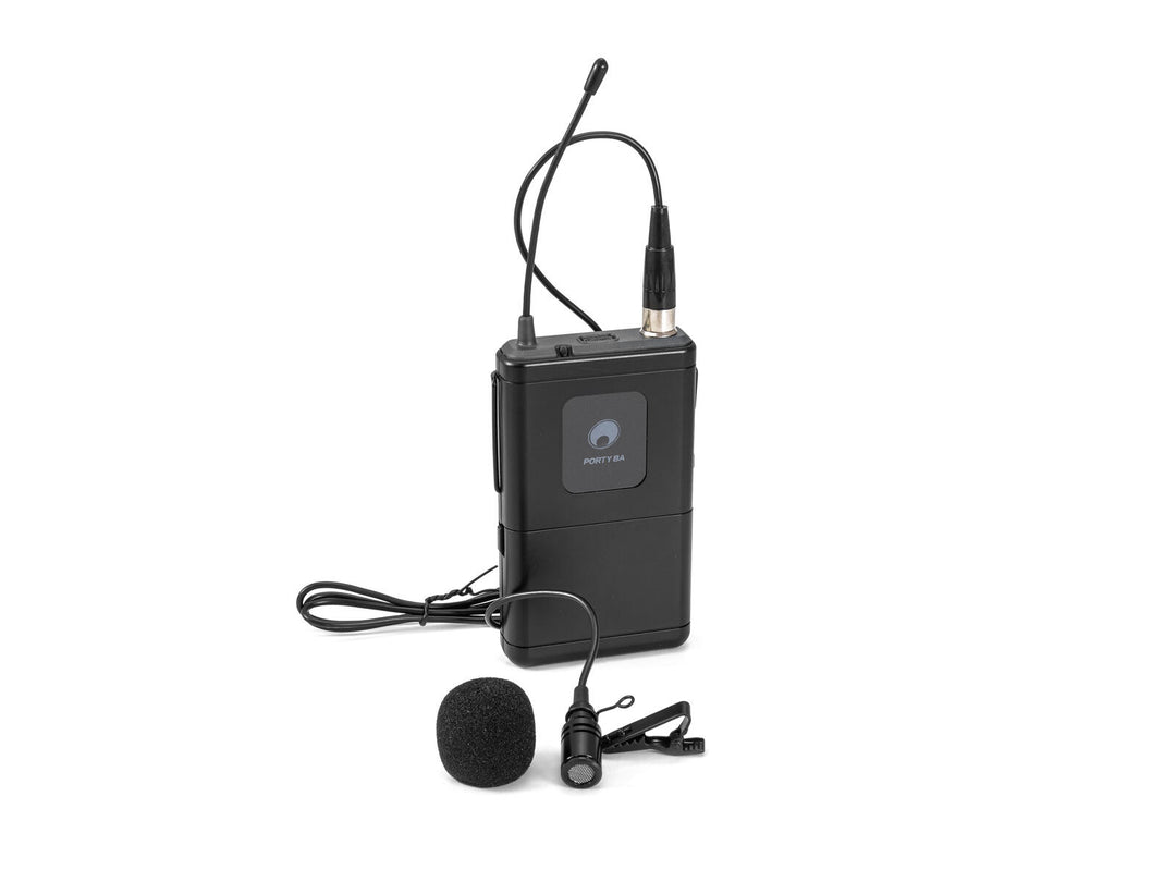 OMNITRONIC Set PORTY-8A langaton PA-järjestelmä + Bodypack-lähetin, sisältää Lavalier-mikrofonin + Soft Bag