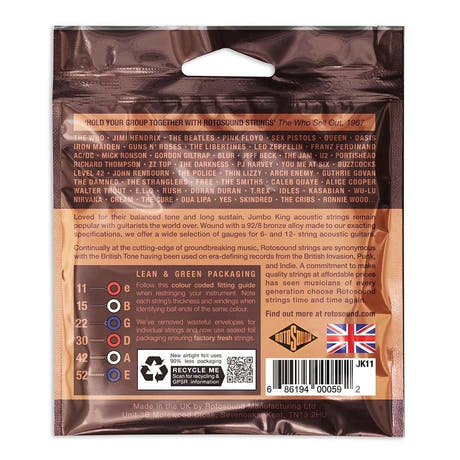 Rotosound Jumbo King JK11 teräskieliset western-kitaran kielet 11-52