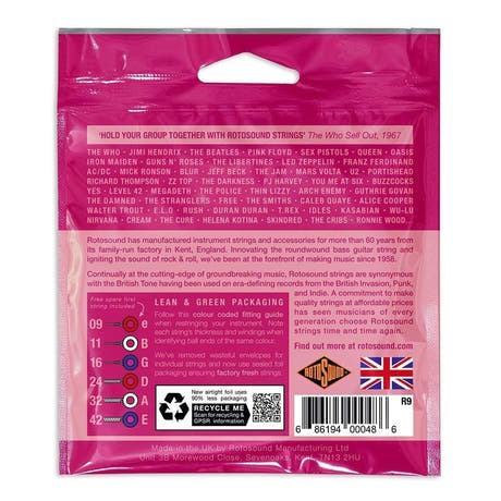 Rotosound Roto Pinks R9 sähkökitara­kielet 9-42