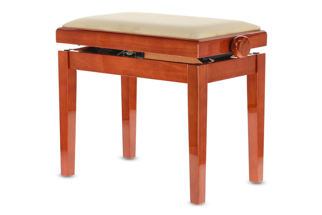 GEWA Pianotuoli Deluxe - Kirsikkapuu highgloss (Beige istuin)