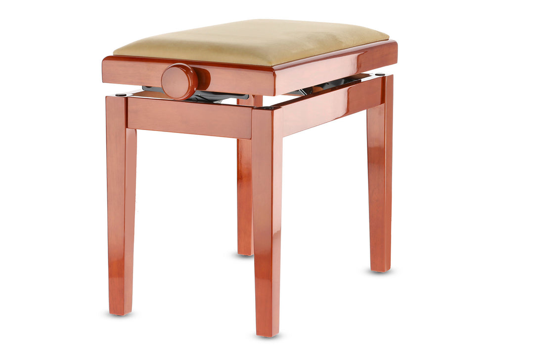 GEWA Pianotuoli Deluxe - Kirsikkapuu highgloss (Beige istuin)