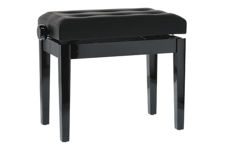 GEWA Pianotuoli Deluxe Leather Black, Highgloss - Black cover made of artificial leather