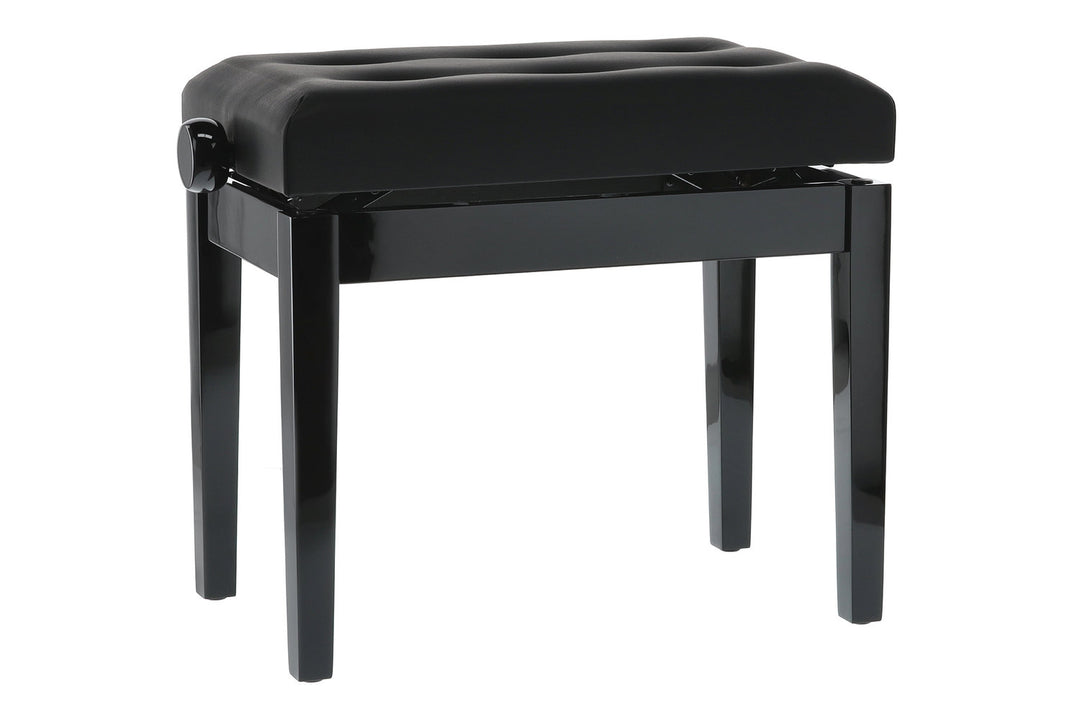 GEWA Pianotuoli Deluxe Leather Black, Highgloss - Black cover made of artificial leather