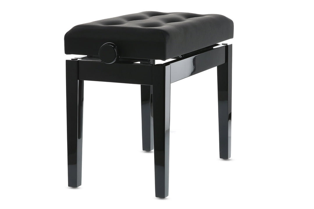 GEWA Pianotuoli Deluxe Leather Black, Highgloss - Black cover made of artificial leather