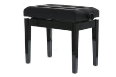 GEWA Pianotuoli Deluxe Leather Black, Highgloss - Black cover made of artificial leather