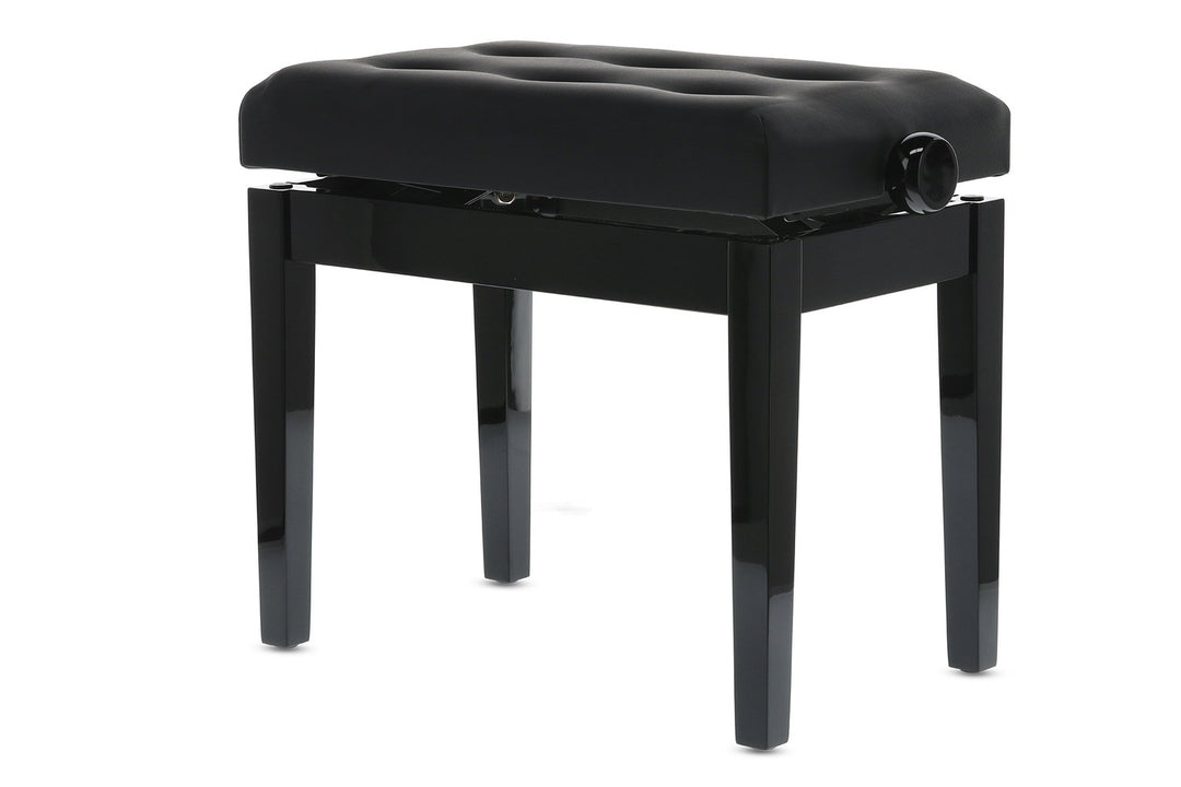 GEWA Pianotuoli Deluxe Leather Black, Highgloss - Black cover made of artificial leather
