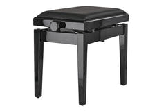 GEWA Piano bench Deluxe Autolift Vinyl – Black highgloss (Seat black)