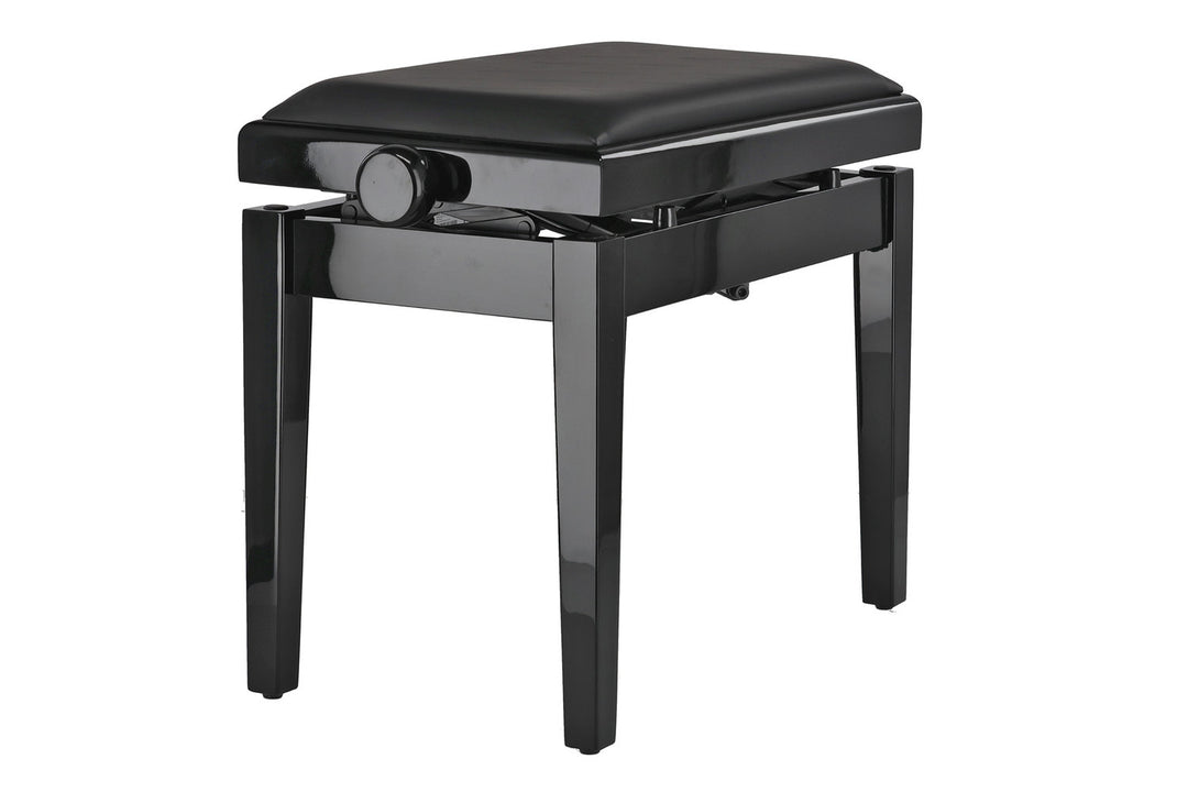 GEWA Piano bench Deluxe Autolift Vinyl – Black highgloss (Seat black)