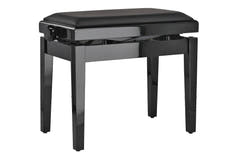 GEWA Piano bench Deluxe Autolift Vinyl – Black highgloss (Seat black)
