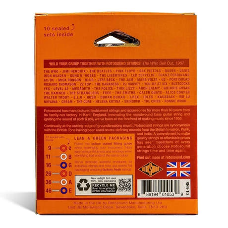 Rotosound Roto Orange RH9-10 sähkökitaran kielet 9–46, 10 settiä