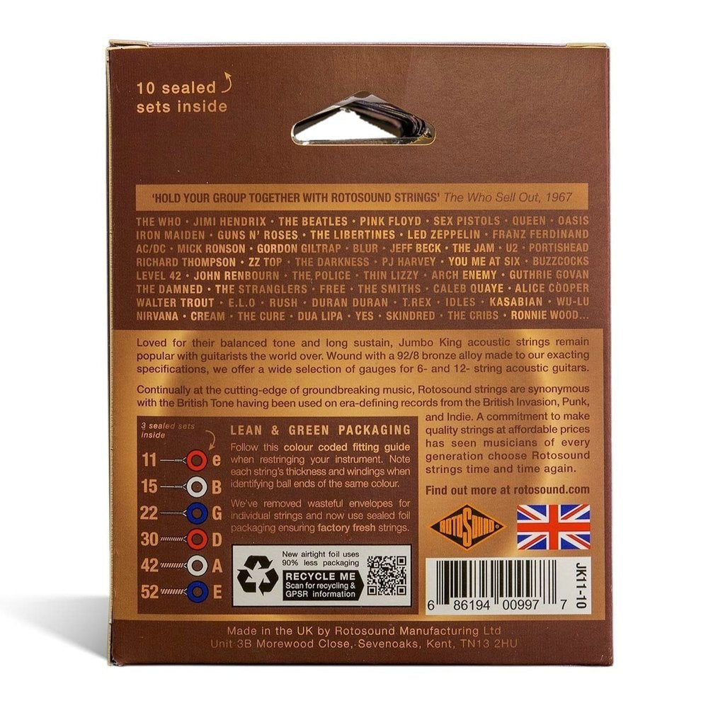Rotosound Jumbo King JK11-10 westernguitarstrenge 11-52, 10 sæt