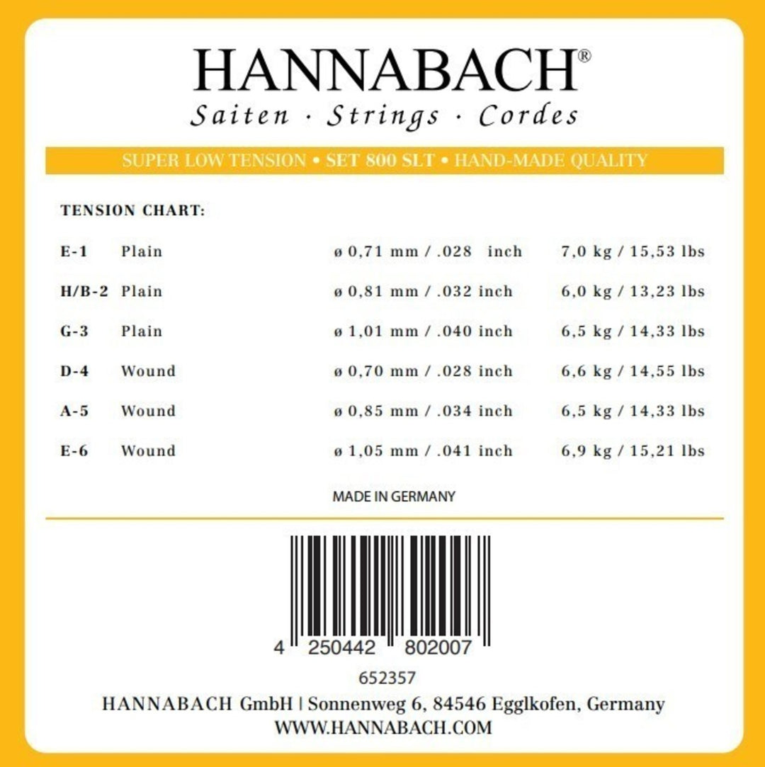 Hannabach Strings klassiselle kitaralle Serie 800 Super Low Tension Silver plated – Set Super low (800 SLT)