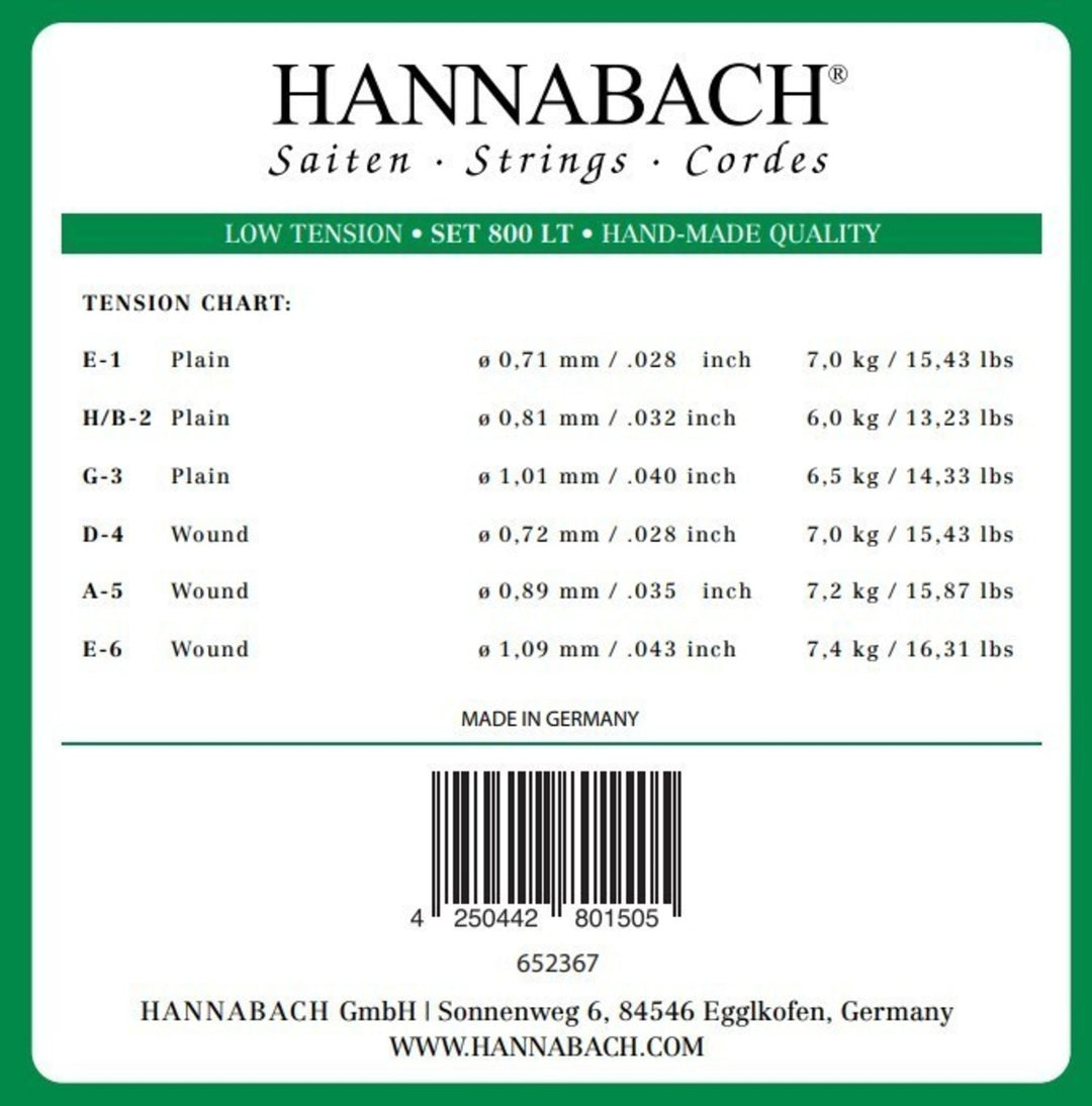 Hannabach Kielet klassiselle kitaralle Serie 800 Low tension Silver plated - Set low (800LT)