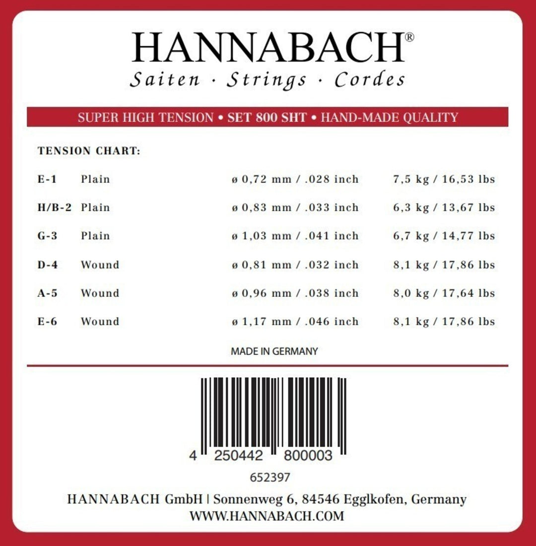 Hannabach-kielet klassiselle Kitarat Serie 800 Super High Tension Silver plated - Set super high (800SHT)