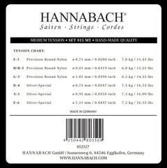 Hannabach 815 diskanttikielisarja E1, H/B2 ja G3, medium jännitys