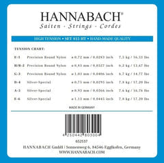 Hannabach 815 diskantsæt E1, H/B2 og G3, high tension