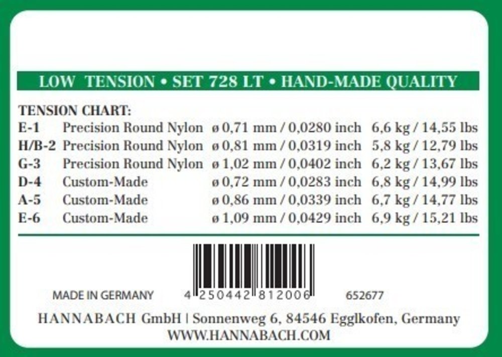 Hannabach 728 Custom Made -diskanttisetti klassiselle kitaralle, low tension