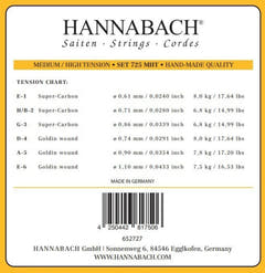 Hannabach Strings for classic kitarat Series 725 Medium/High Tension Goldin - 3pc treble set (7258MHTC)