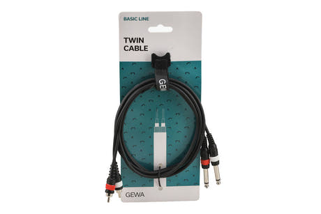 GEWA Basic Line -kaksoiskaapeli 1,5 m, 2 x jakkiliitin 2 x cinch-liitäntään