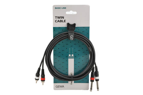 GEWA Basic Line -kaksoiskaapeli 3 m, 2 x jakkia 2 x cinchiin