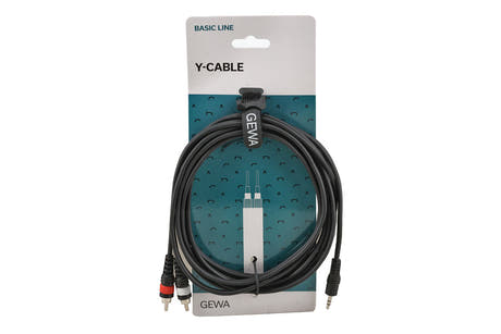 GEWA Basic Line Y-kaapeli 3 m, 3,5 mm:n minijakki 2 x cinch-liitäntään