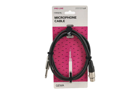 GEWA Pro Line -mikrofonikaapeli 1,5 m, XLR-naaras mono-jack-liittimeen