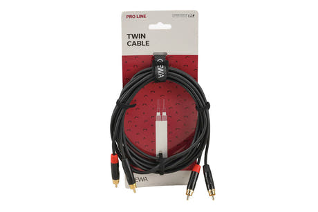 GEWA Pro Line -kaksoiskaapeli 3 m, 2 x cinch molemmissa päissä