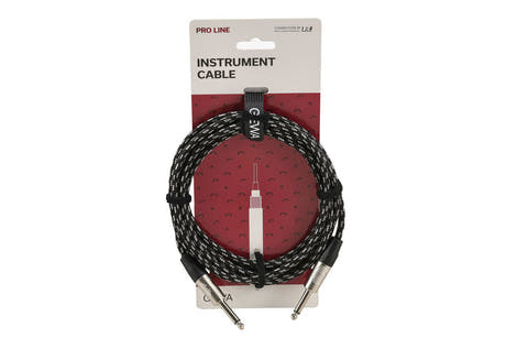 GEWA Pro Line -instrumenttikaapeli 3 m, mustavalkoinen tweed, suora jack-liitin
