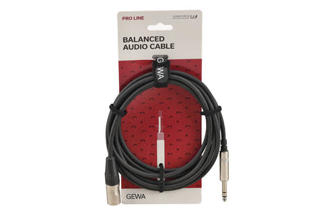 GEWA Pro Line -balansoitu kaapeli 3 m, stereojakki XLR-urokseen